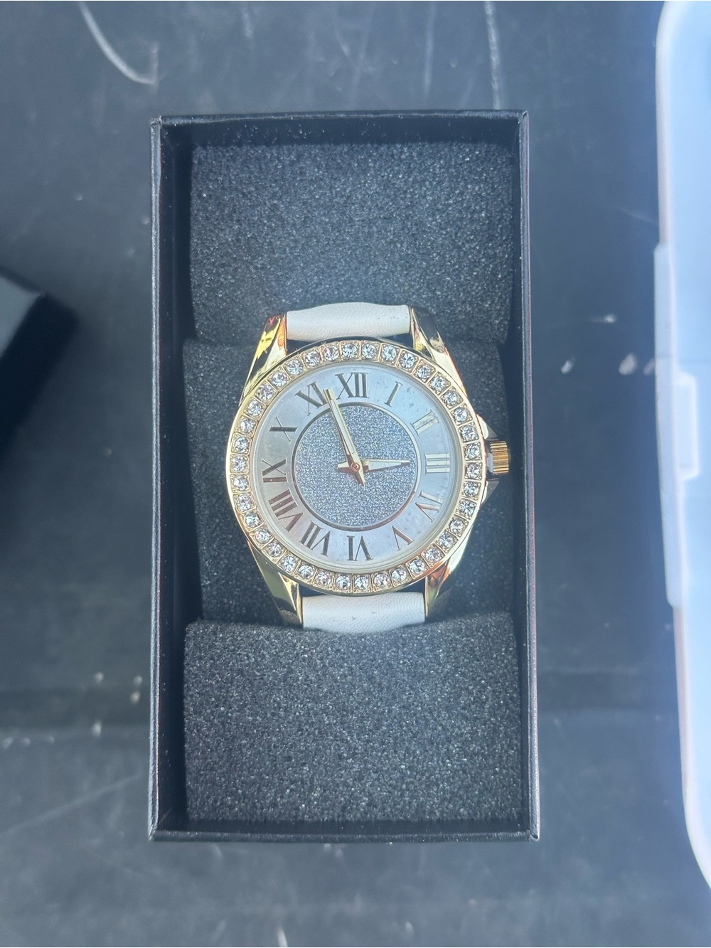 New Boxed White Sparkly Jeweled Kessaris Ladies Watch